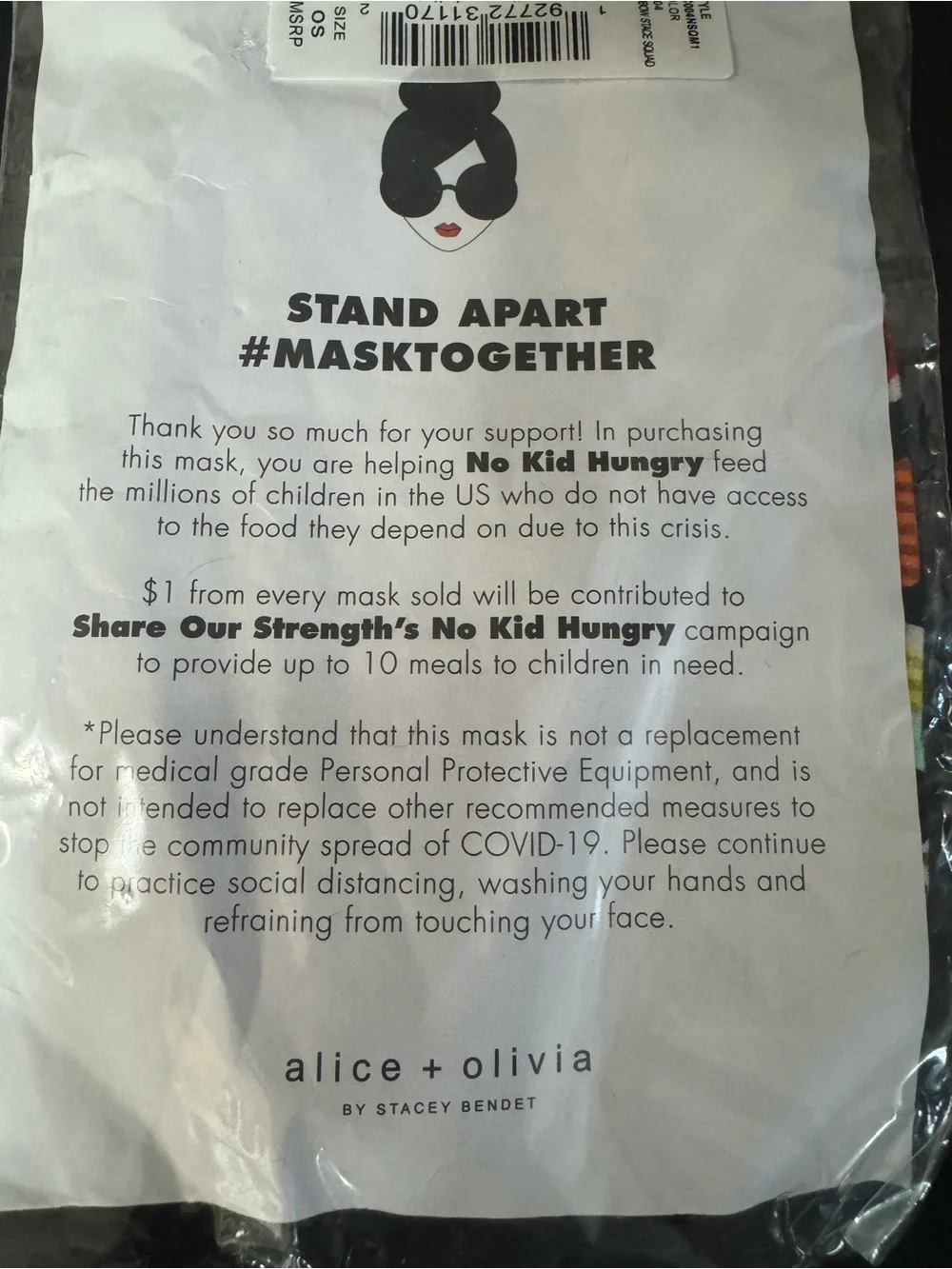 Alice + Olivia by Stacey Bendet Iconic Multi-Stace Face mask - NWT in plastic